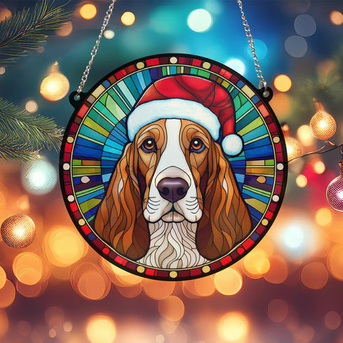 Basset Hound Christmas Suncatcher